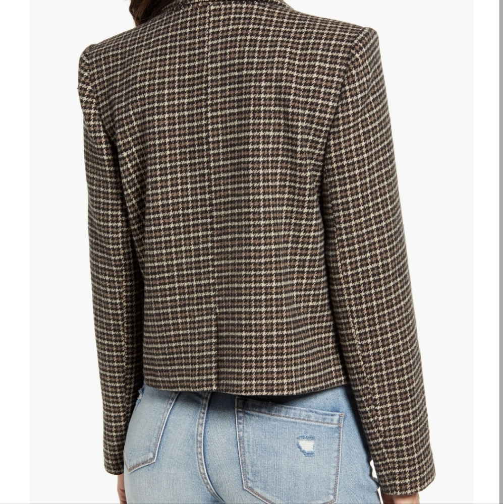 ASTR the label Manhattan Cropped Blazer Hazelnut‎ Houndstooth Size M - Picture 2 of 16